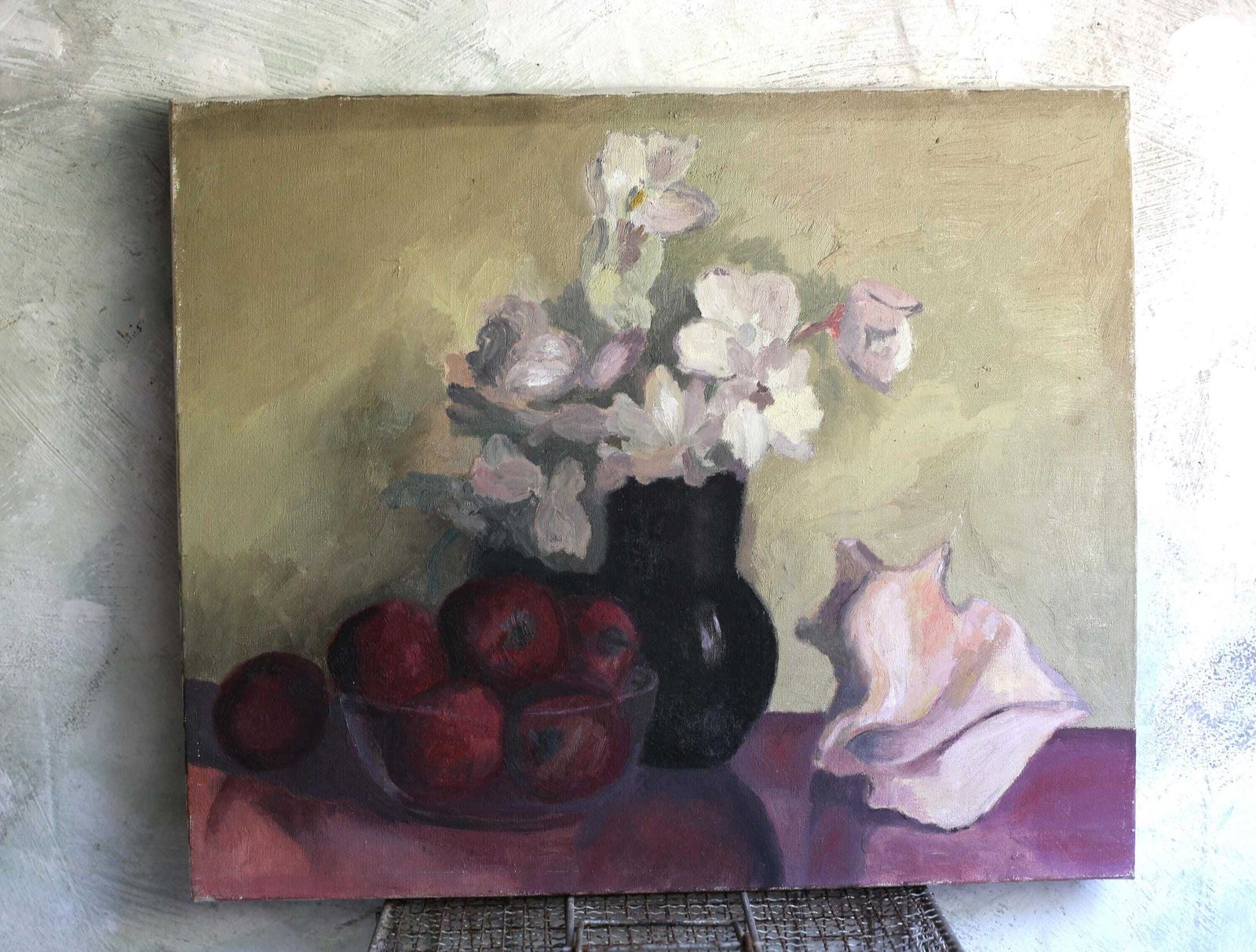 Original Still Life Oil Painting French Antique Impressionist Artist Fruit On Canvas Picture photo vinterior