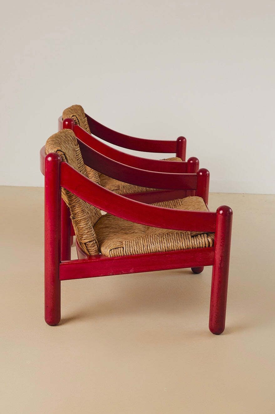 Cassina Carimate Armchair Pair Stained Red photo Furniture