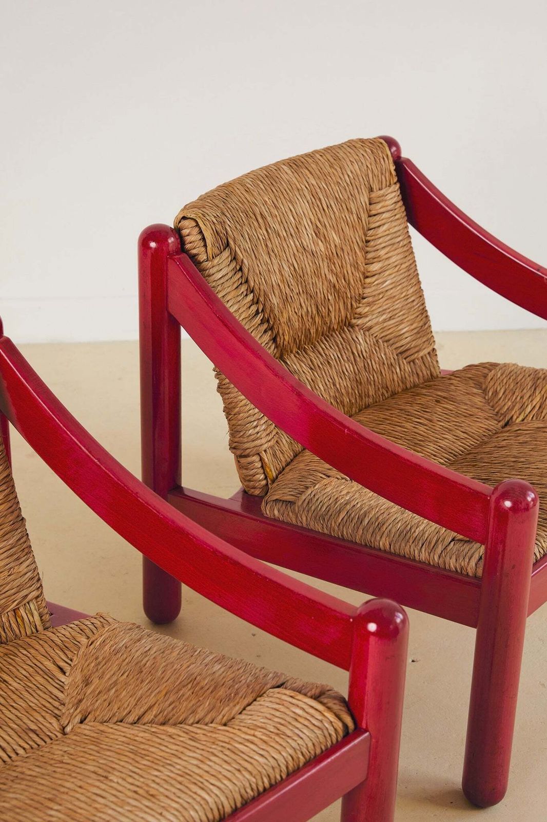 Cassina Carimate Armchair Pair Stained Red photo buy