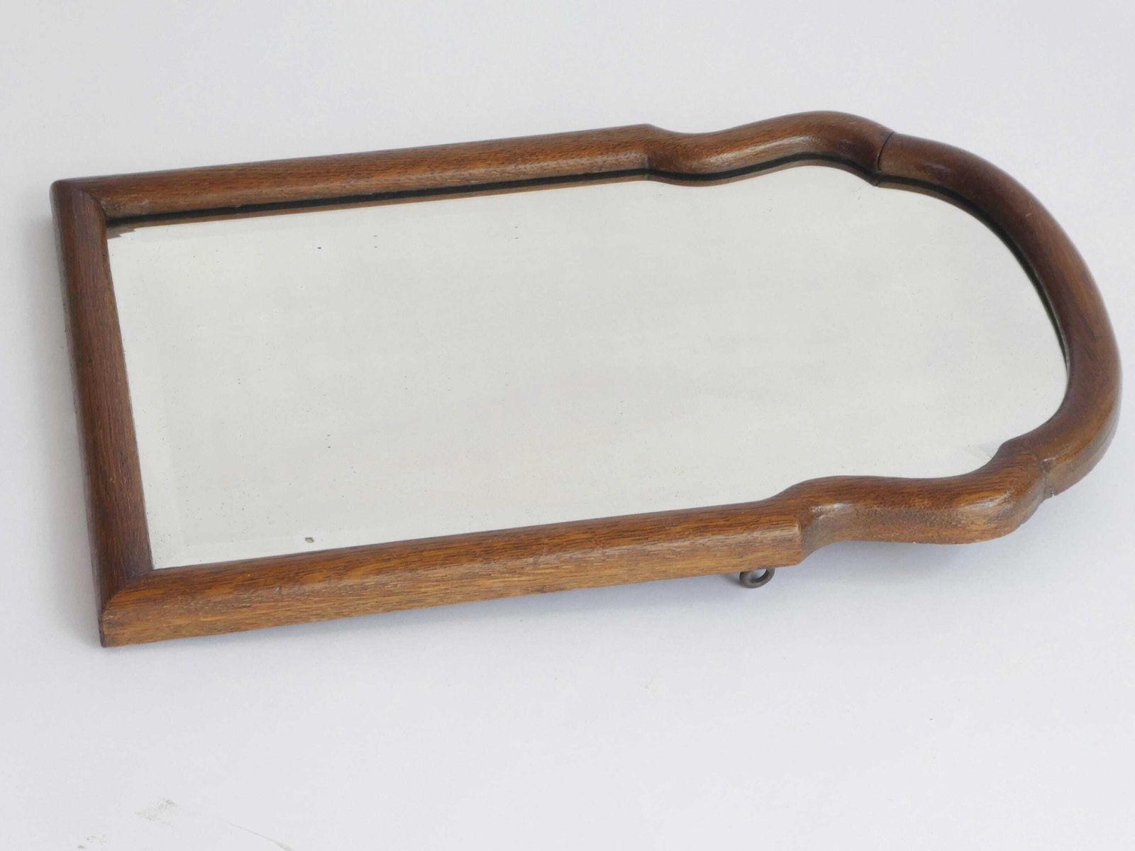Antique Dutch Scalloped Beveled Mirror, Wooden Arched Wall Mirror, Farmhouse Decor photo vintage