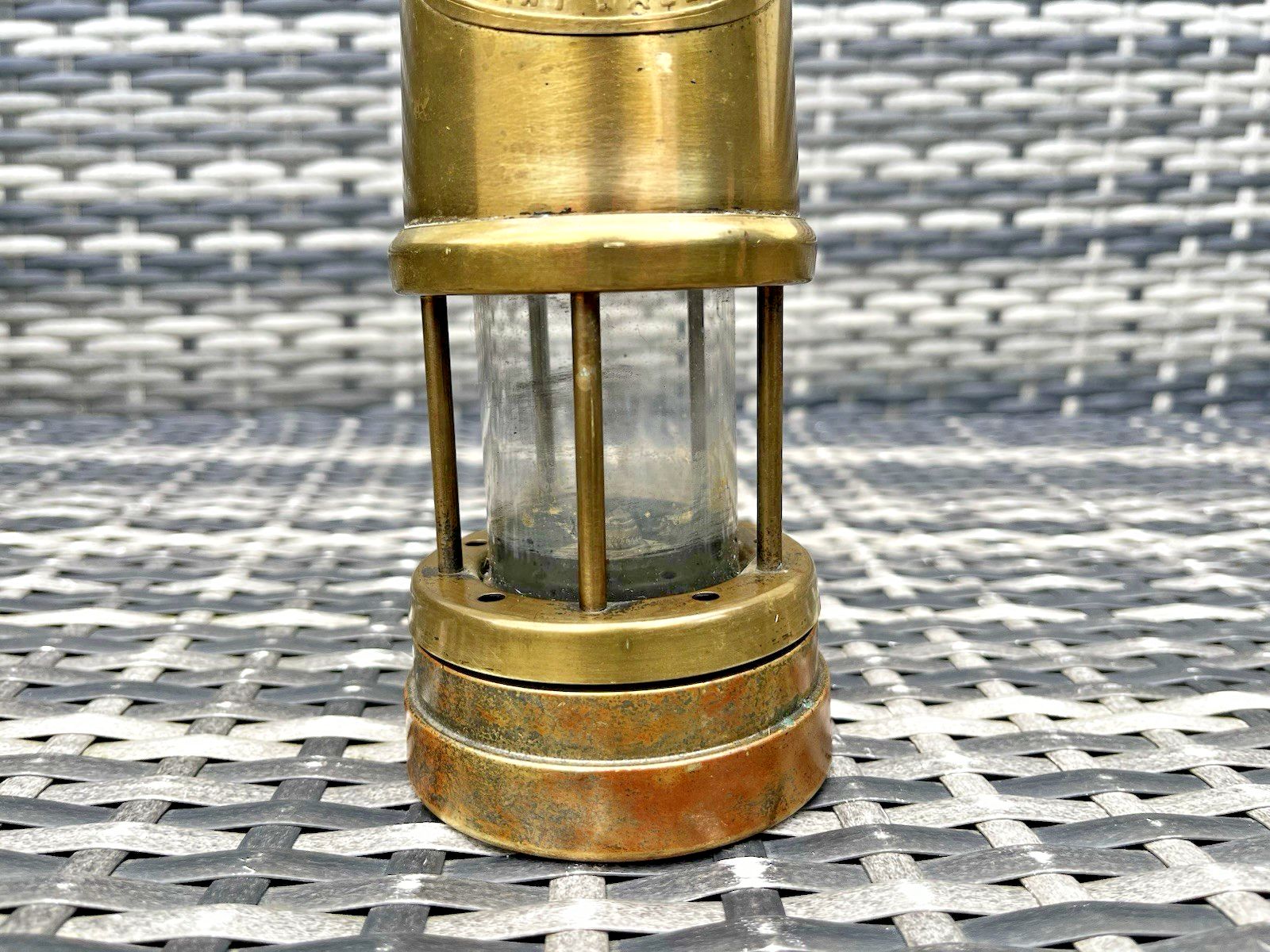 Vintage Antique Style Aberamon Brass Miners Safety Oil Lamp Lantern Light Burner photo vinterior