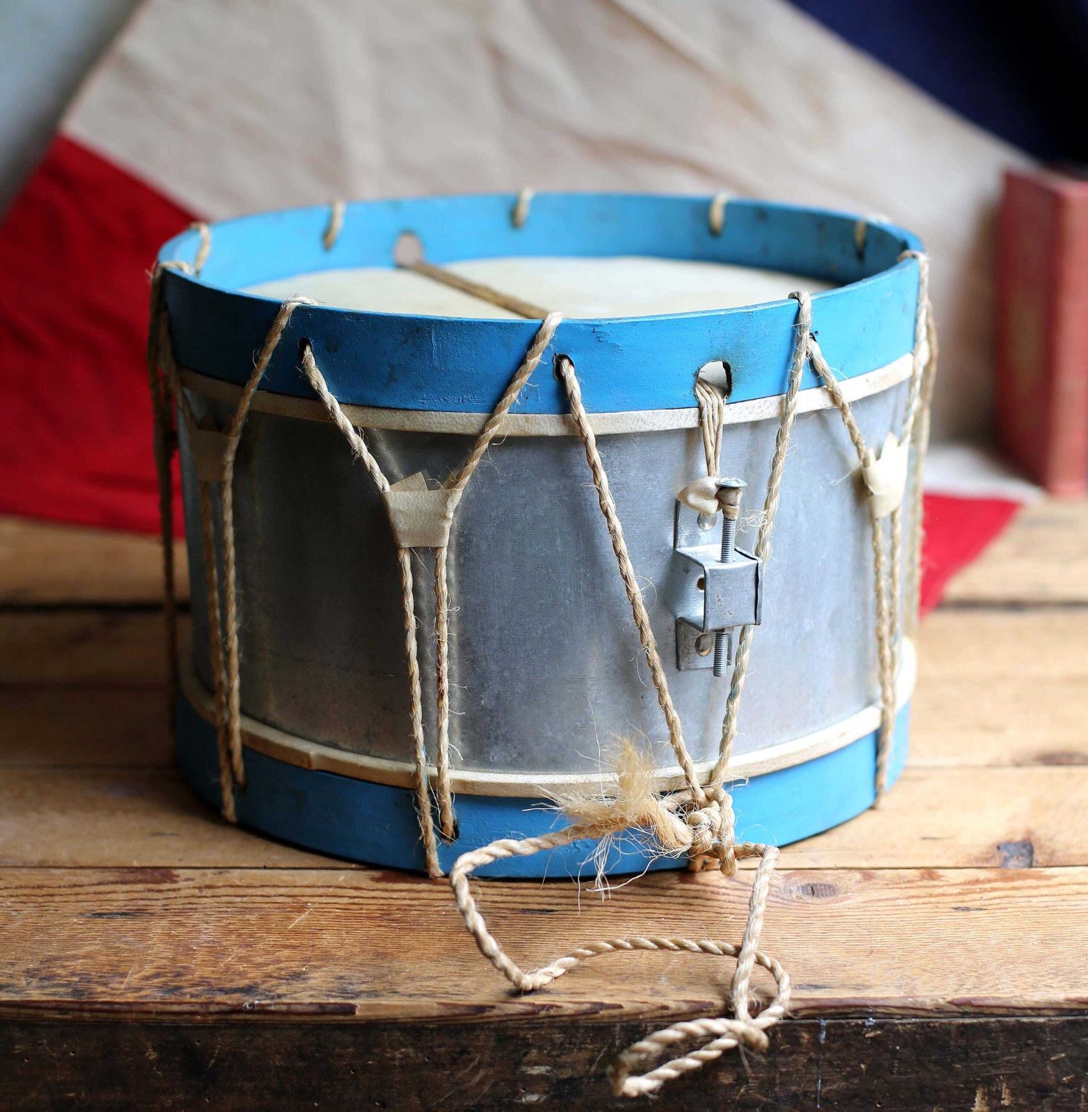 Vintage Snare Drum French Military Musical Instrument Marching Band