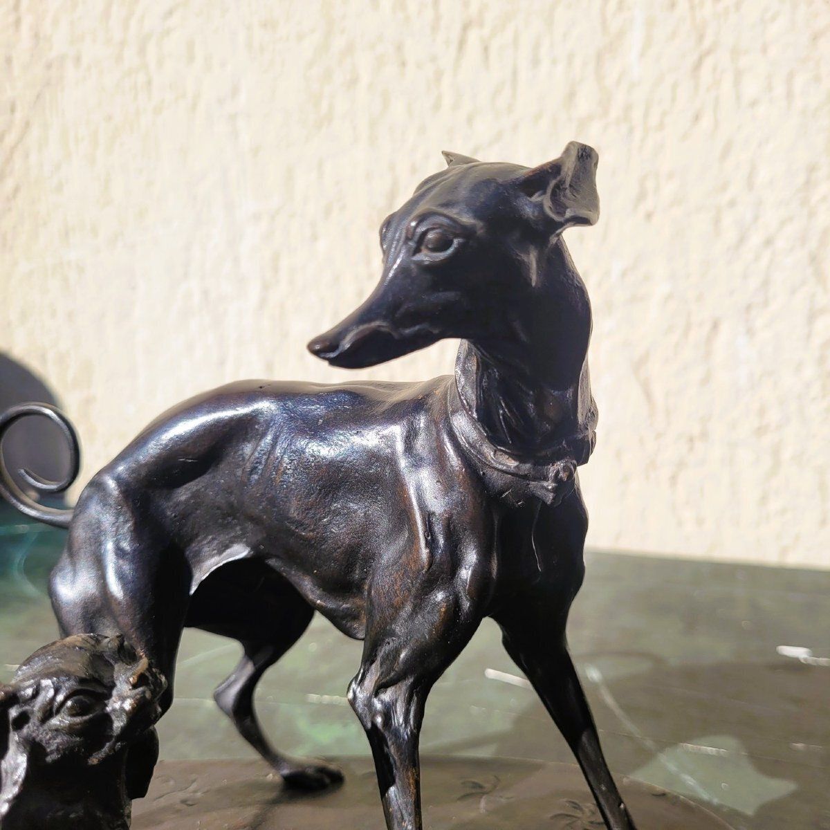 P J Mêne, Greyhound And King Charles, Signed Bronze, 19th Century photo vinterior