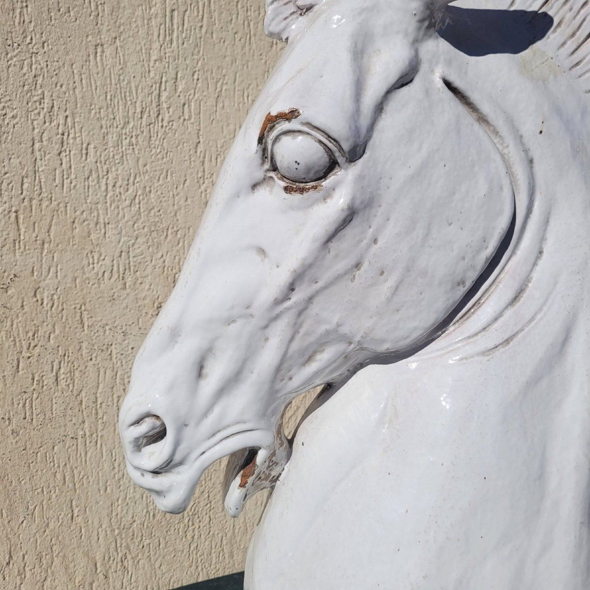 Ceramic Horse Heads, H70cm, Italy, 20th Century photo Art