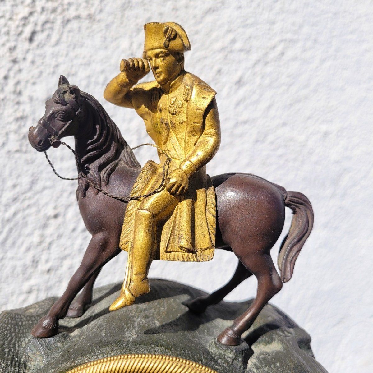 Napoleon te paard, bronzen klok met dubbele patina, H40cm, 19e eeuw photo for sale