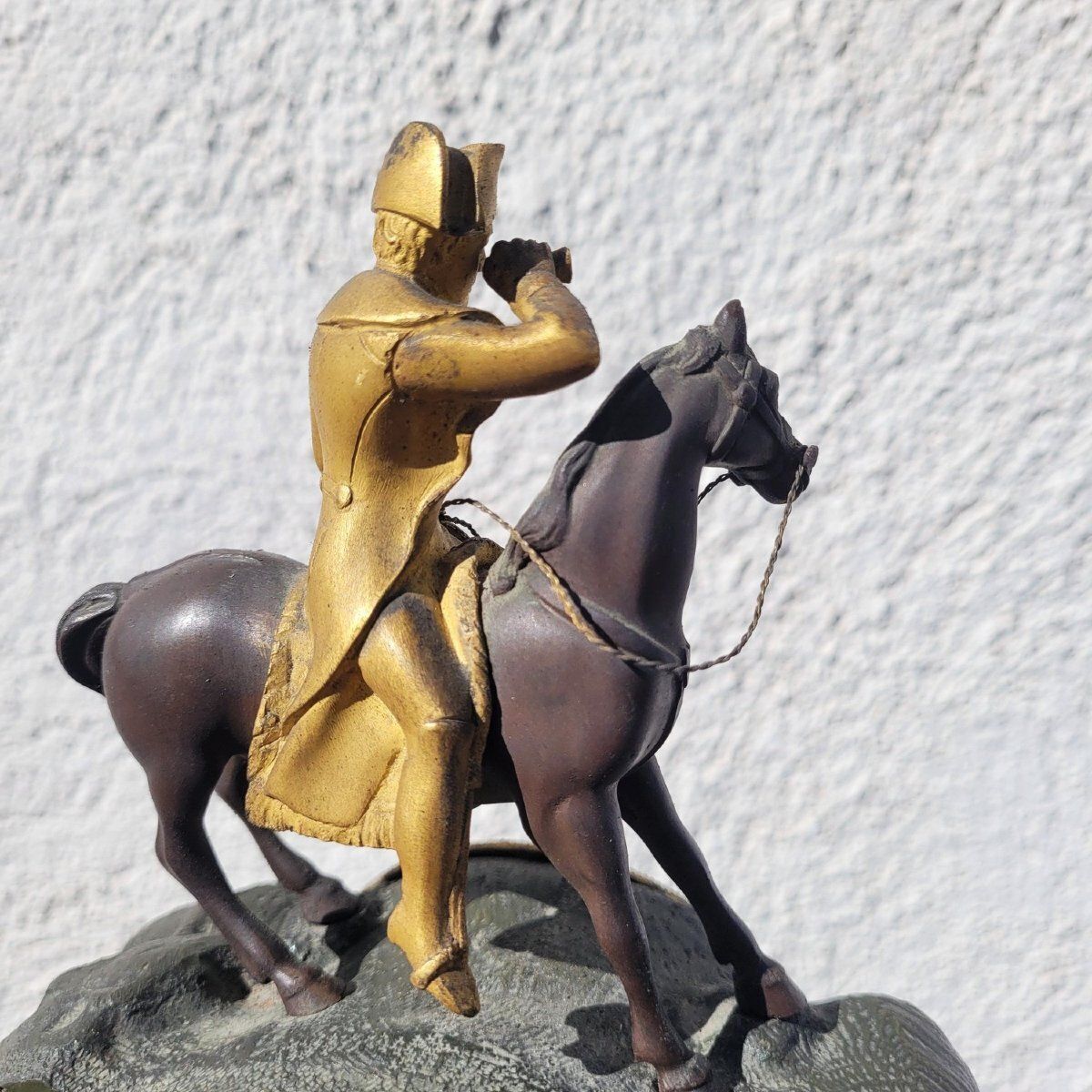 Home Decor Napoleon On Horseback, Double Patina Bronze Clock, H40cm, 19th Century photo