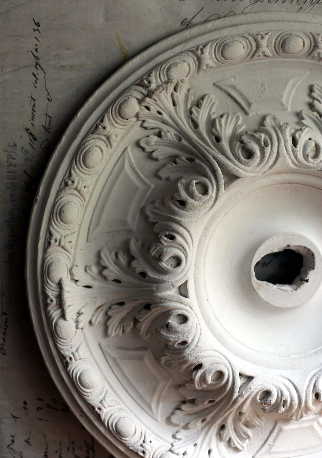 Vintage French Ceiling Medallion Round Molding Rococo Style Decoration Acanthus Leaves Architectural Salvage photo buy