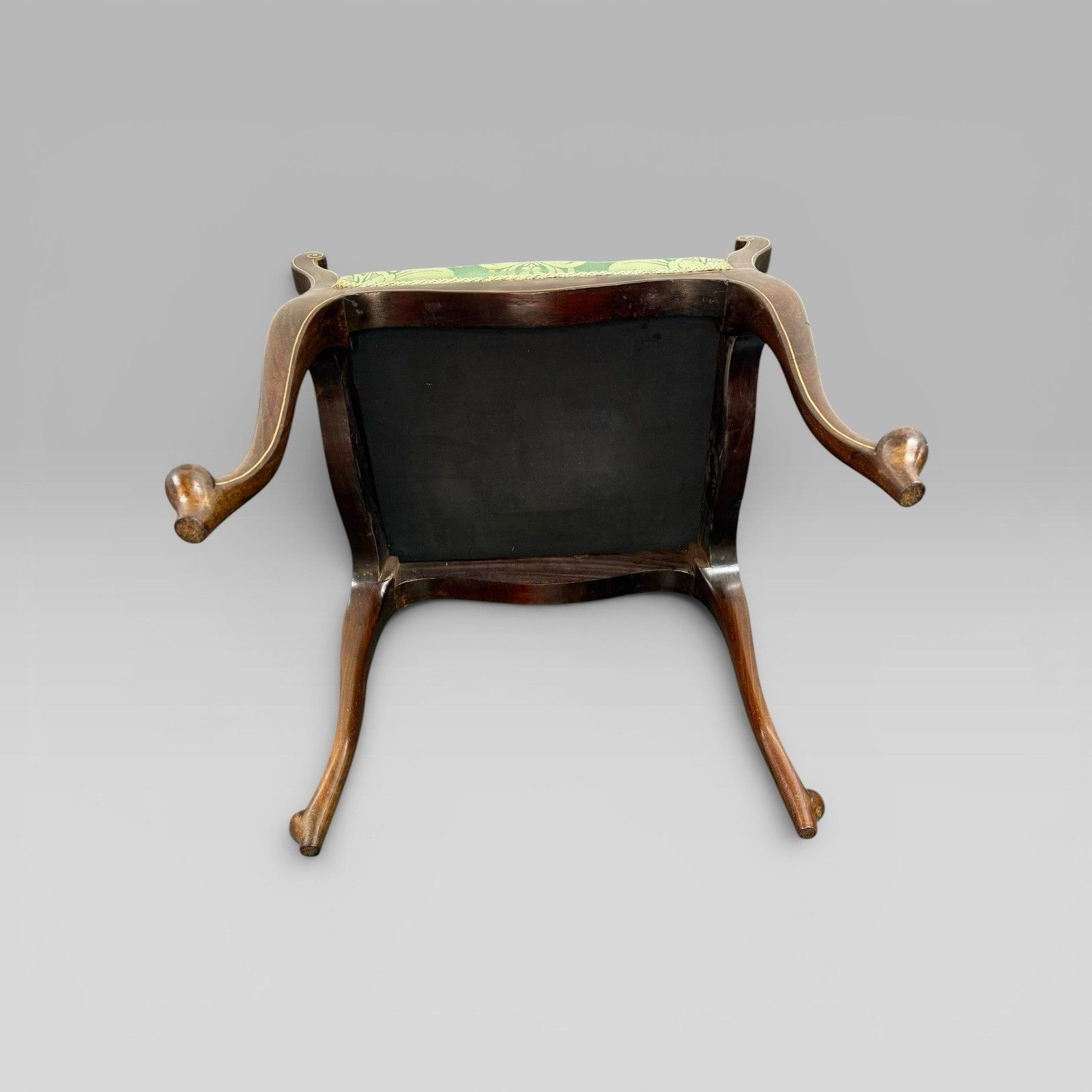 Antique Victorian Mahogany Piano Stool With Green Floral Upholstery photo vintage