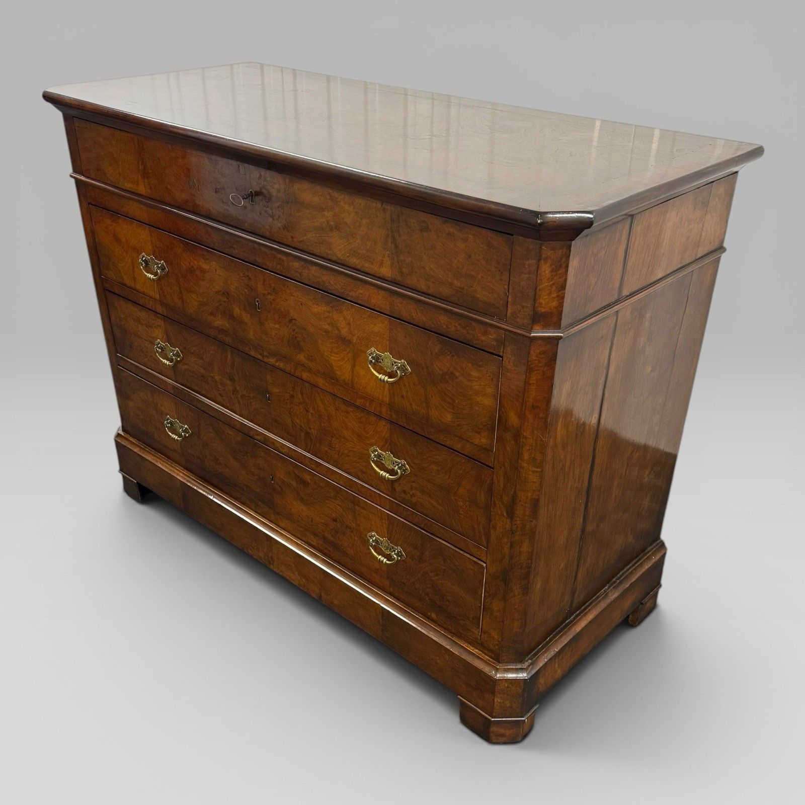 Antique French Provincial Walnut Commode With Mahogany Crossbanding photo Furniture