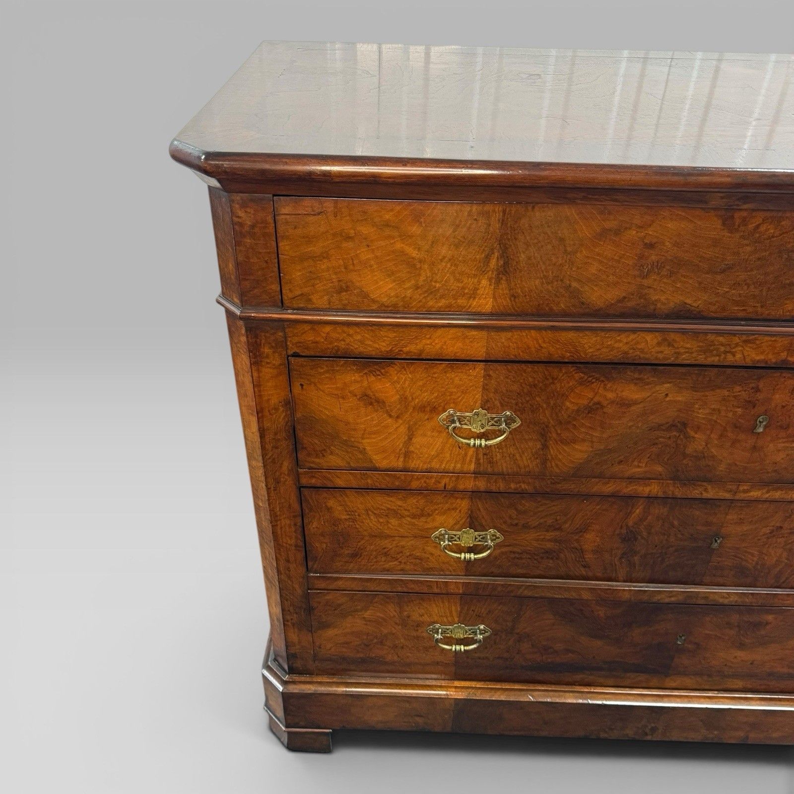 Antique French Provincial Walnut Commode With Mahogany Crossbanding photo 850.0