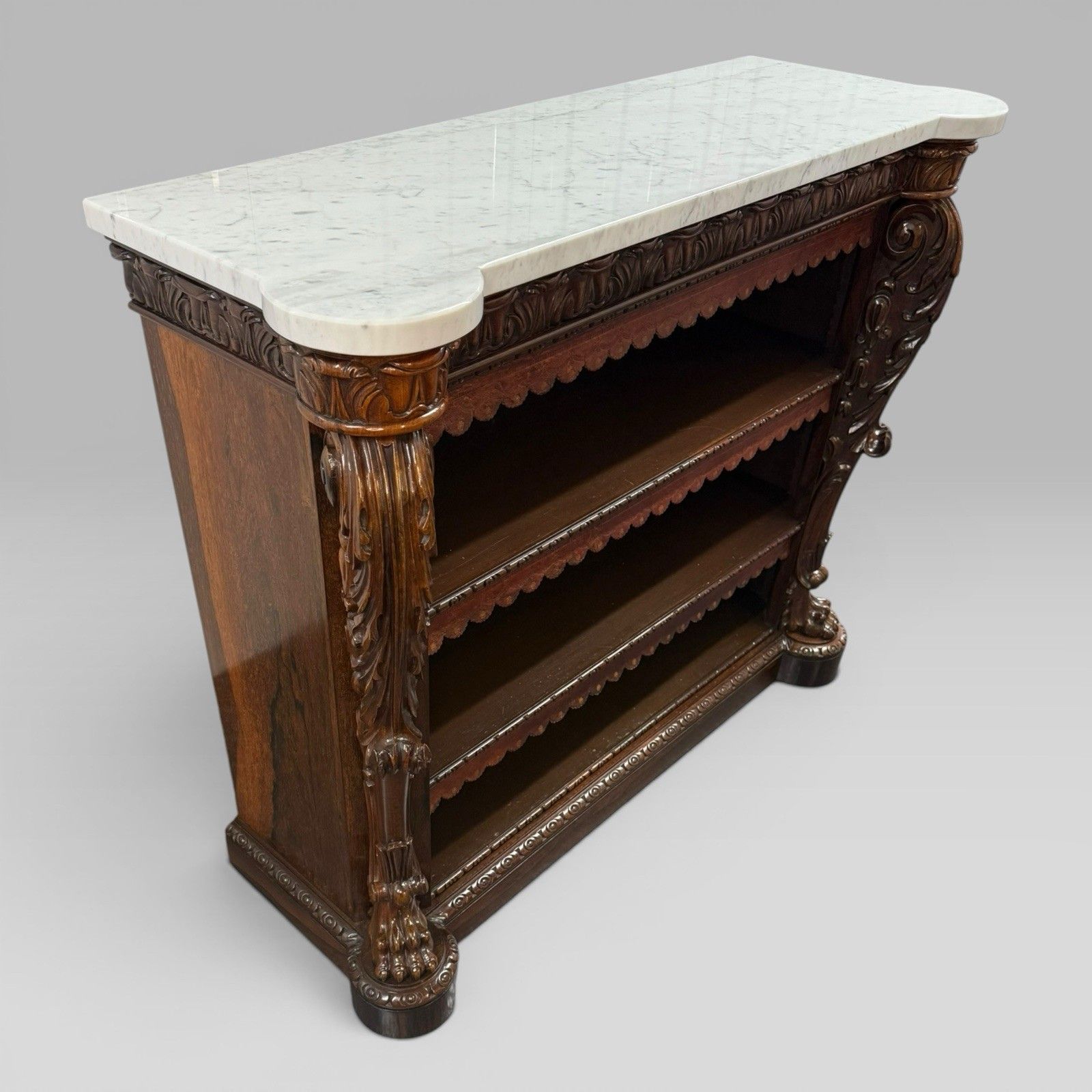 Antique William IV Rosewood Open Bookcase Marble Top Attributed Gillows photo Furniture
