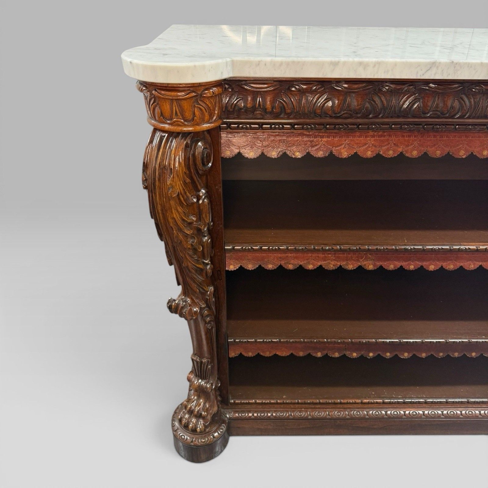 Antique William IV Rosewood Open Bookcase Marble Top Attributed Gillows photo 7950.0