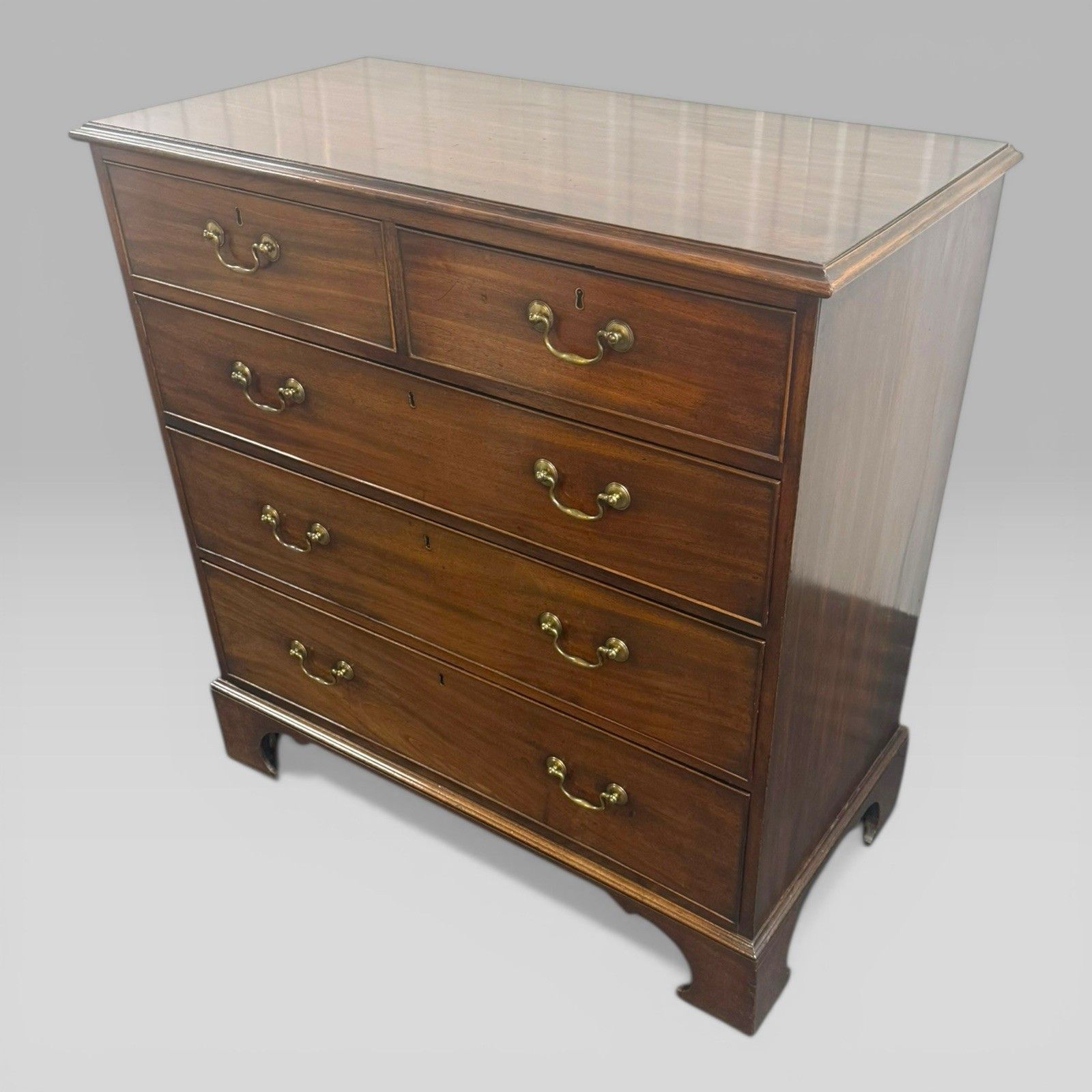 Antique Large Georgian George III Mahogany Chest Of Drawers C1760 Bracket Feet photo Furniture