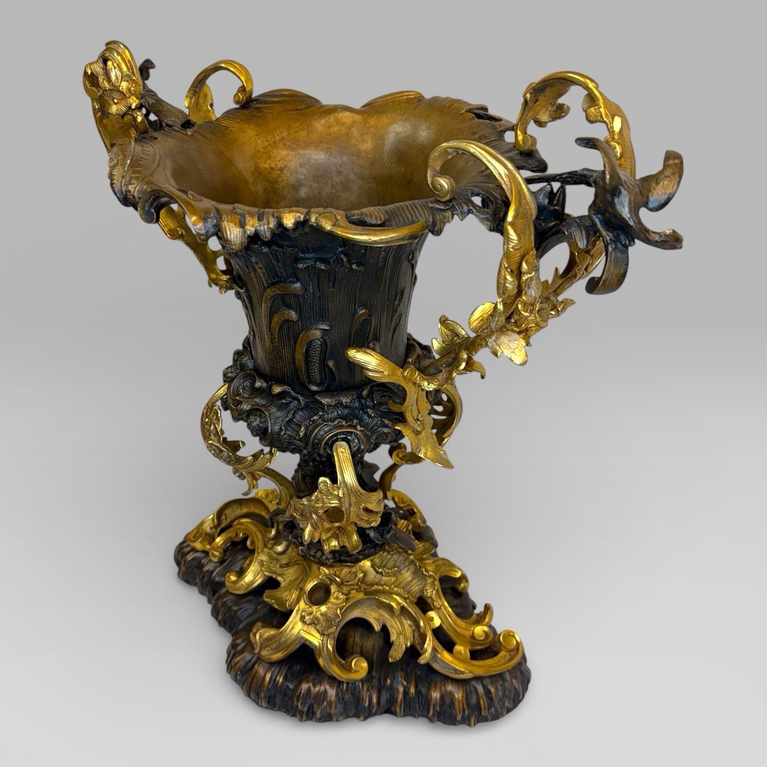 Gilt Bronze Art Nouveau Urn Centrepiece Vase After Henry Dasson photo for sale