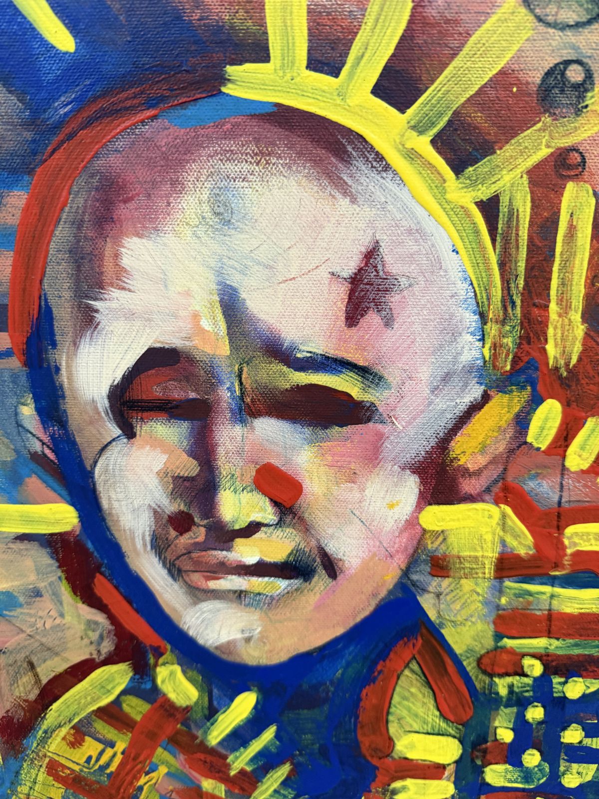 Sagarra Neo Expressionist Outsider Figurative Oil On Canvas Painting With Masked Figures 2011 photo vinterior