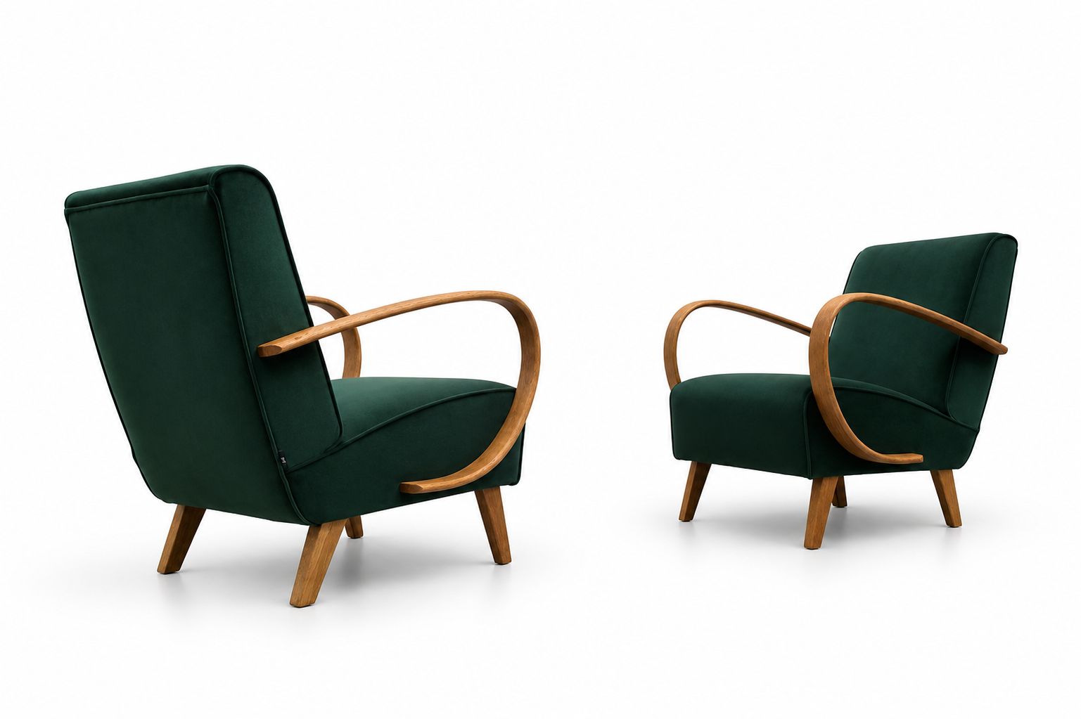 1930 Jindrich Halabala Bentwood Armchair In Emerald Green Velvet