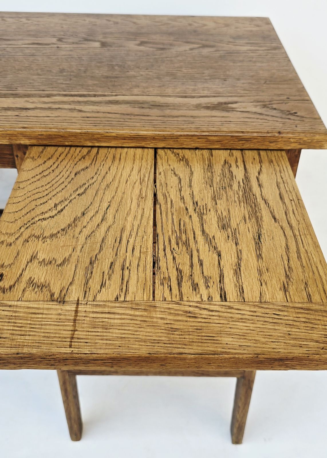 A Petite Mid Century Oak Drop Leaf Desk, Single Pedestal. photo buy
