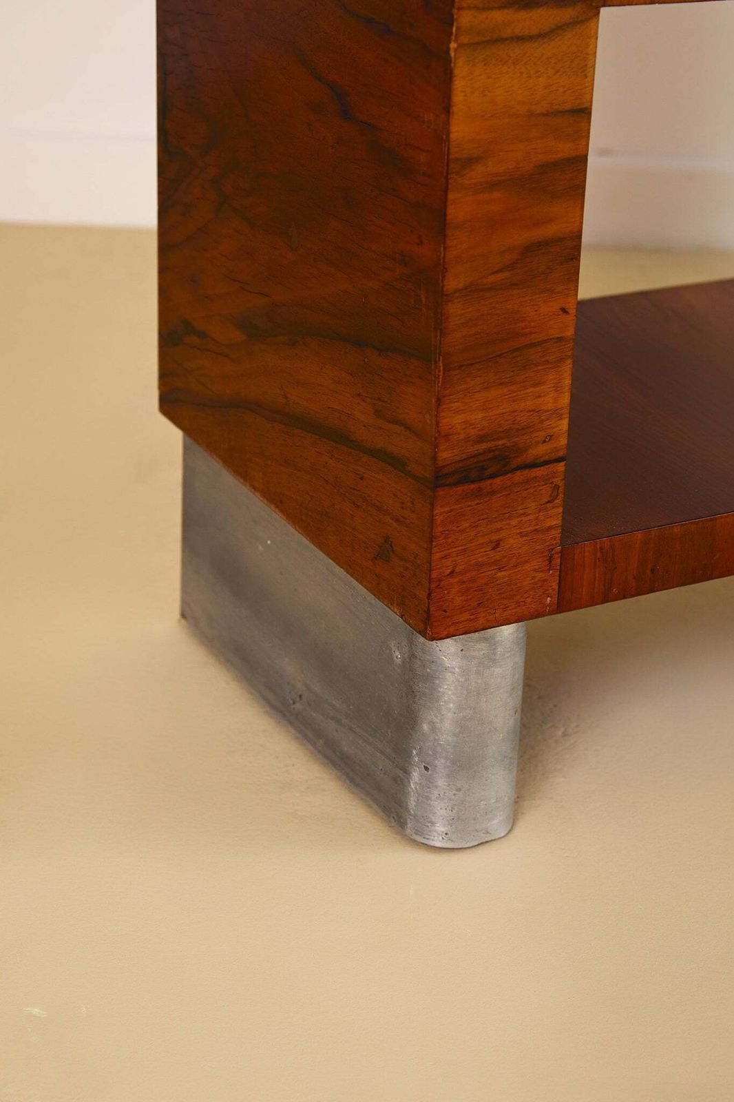 photo for sale Italian Burl Wood Bookcase With Chrome Feet