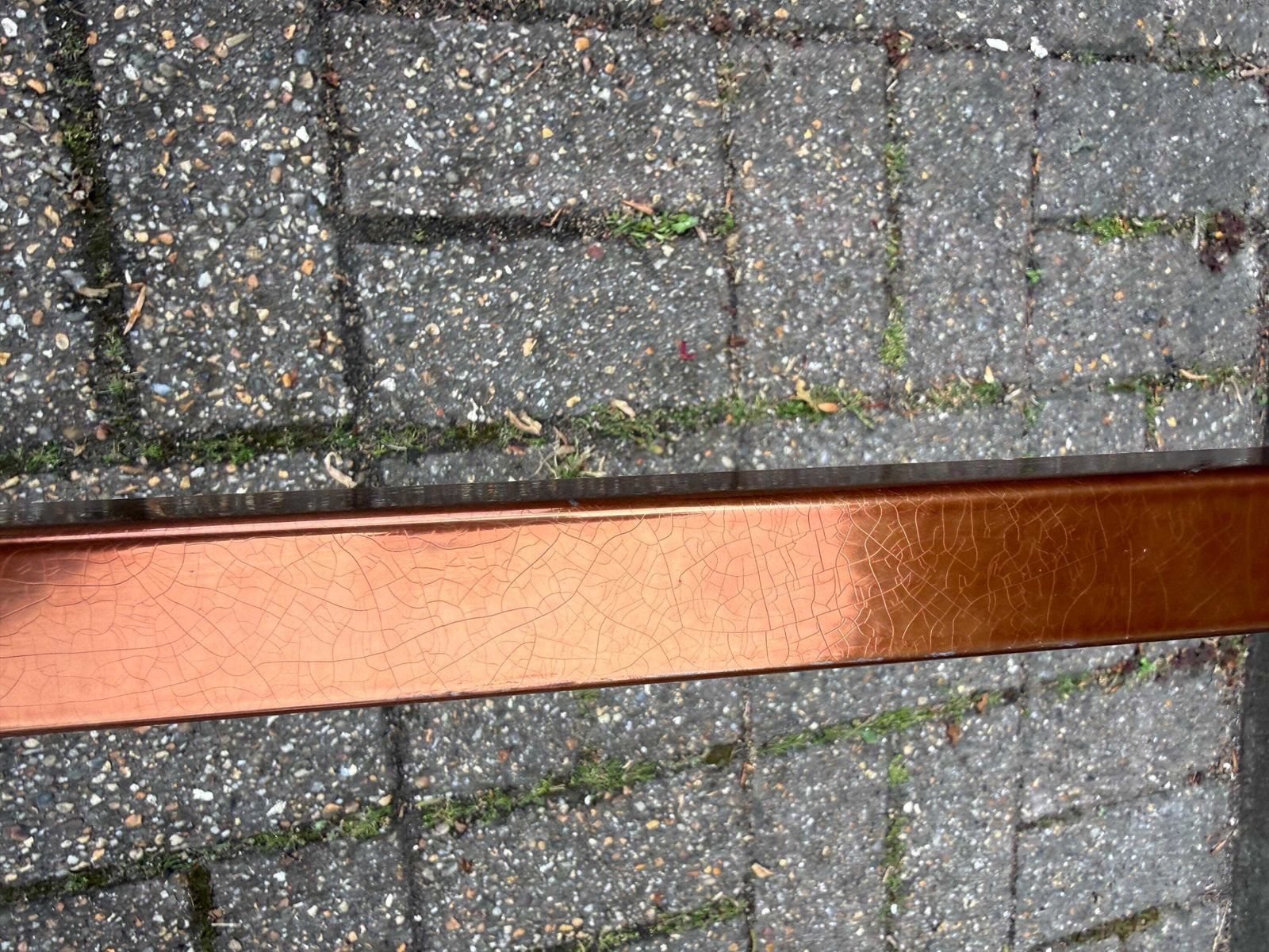 photo furniture Vintage Art Deco Style Copper Floor Lamp Geometric Standard Lamp 1980s