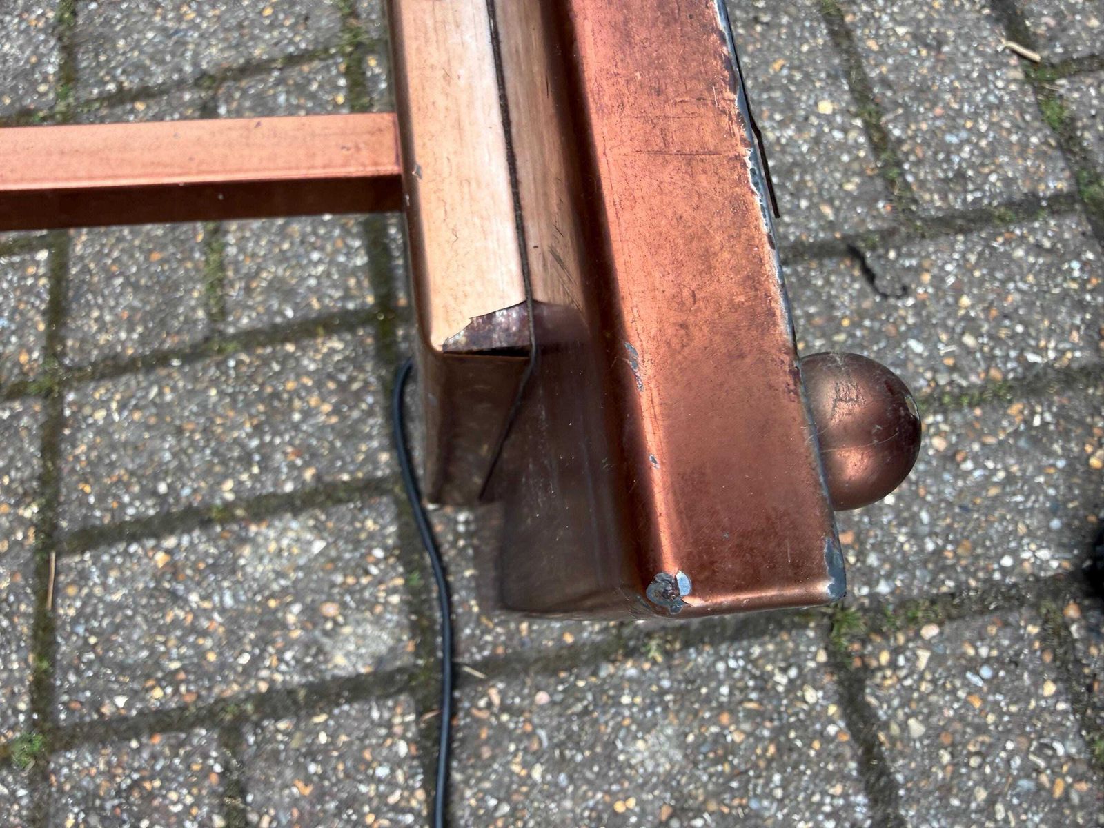 photo for sale Vintage Art Deco Style Copper Floor Lamp Geometric Standard Lamp 1980s