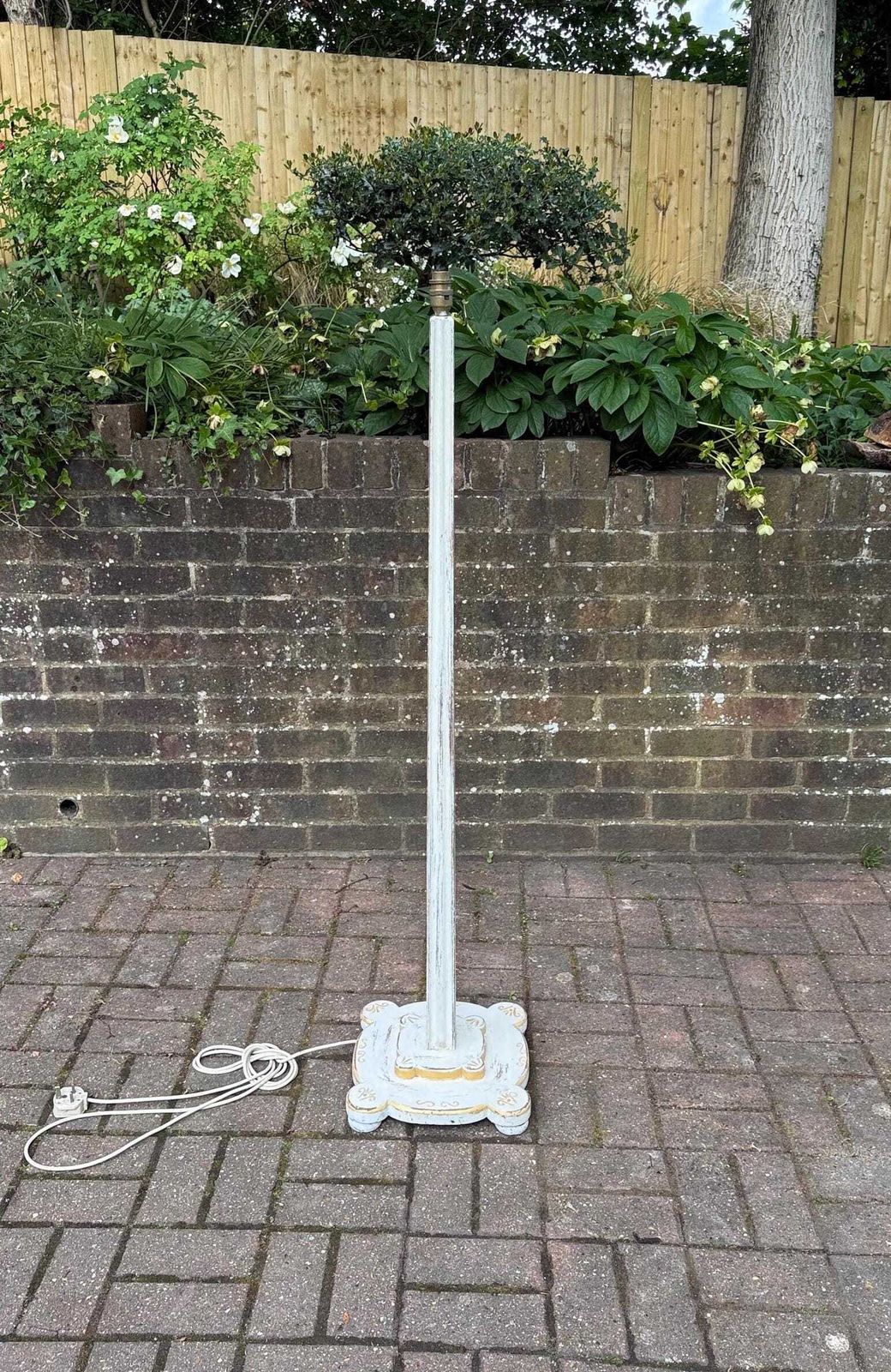 Edwardian Distressed Wooden Standard Lamp Hand Painted Floor Lamp Early 1900s