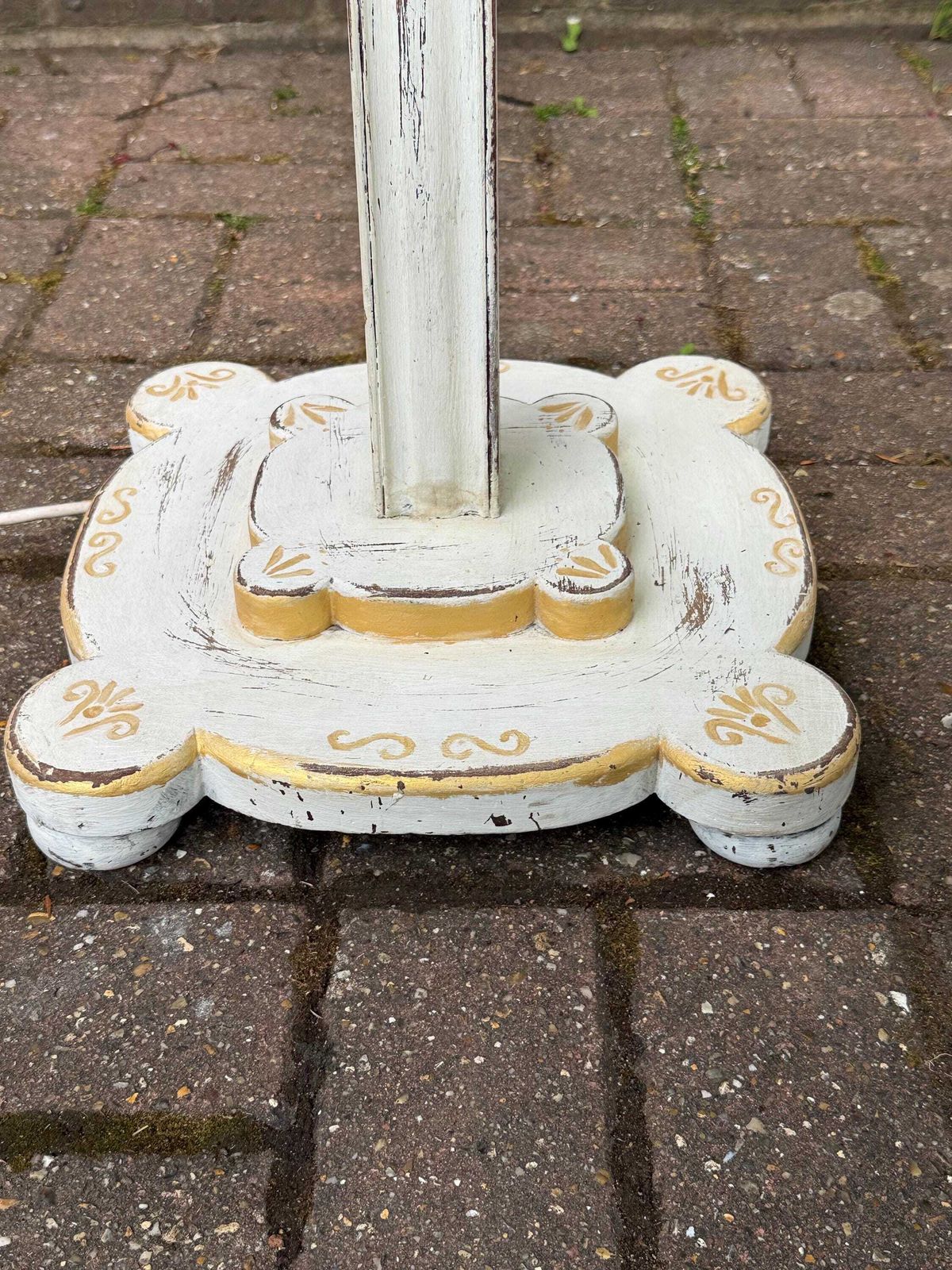 Edwardian Distressed Wooden Standard Lamp Hand Painted Floor Lamp Early 1900s photo vintage