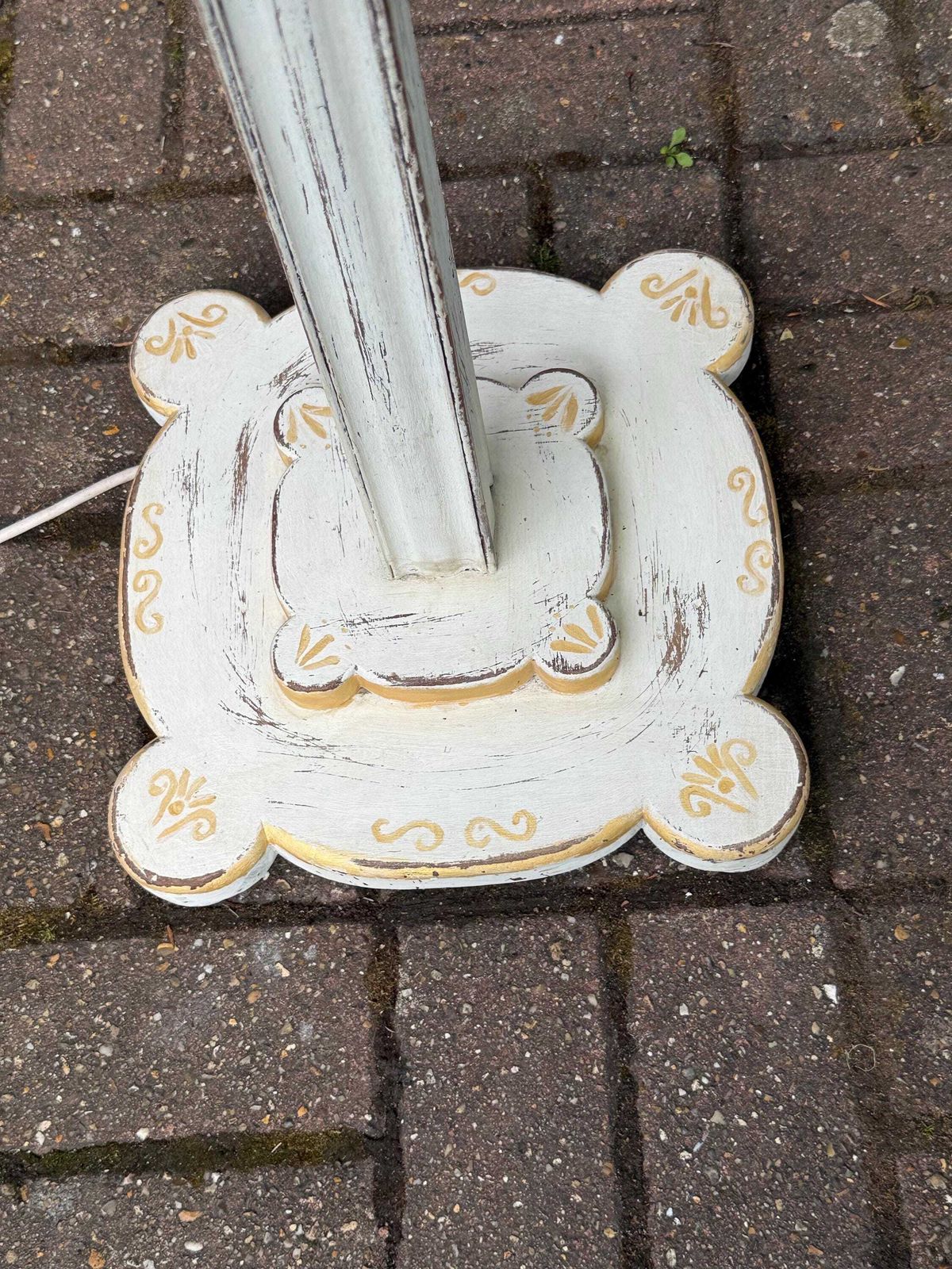 195.0 Edwardian Distressed Wooden Standard Lamp Hand Painted Floor Lamp Early 1900s photo