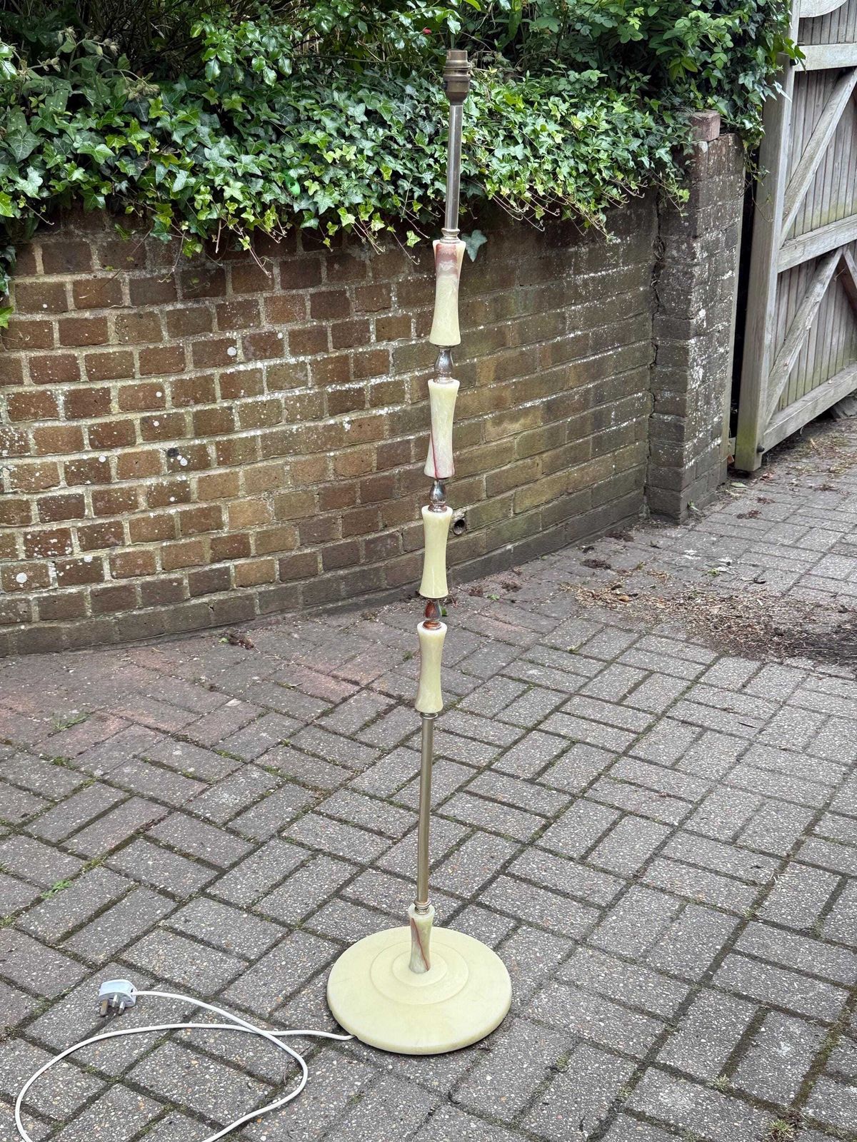 195.0 Vintage Faux Onyx Standard Lamp Mid Century Retro Floor Light 1970s Working And Tested photo