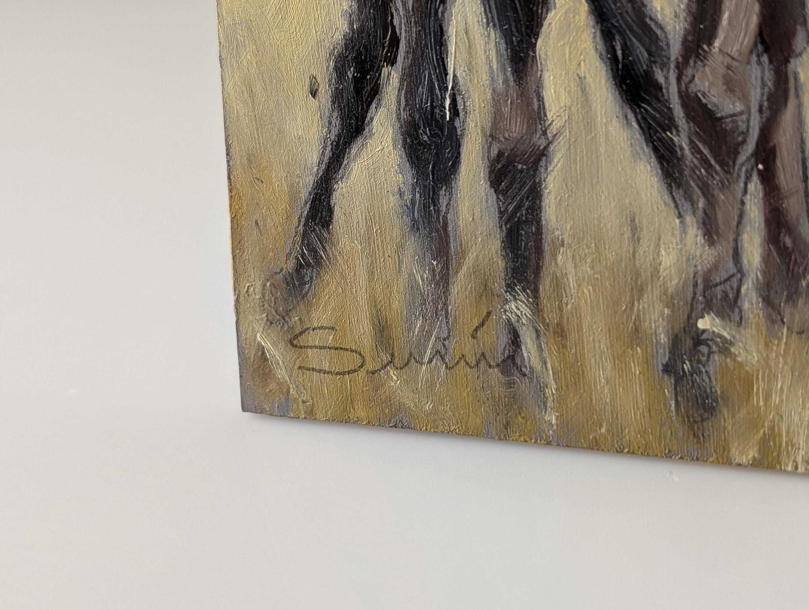 Maternité, portrait d'une ânesse, huile sur panneau, XXe siècle photo vinterior