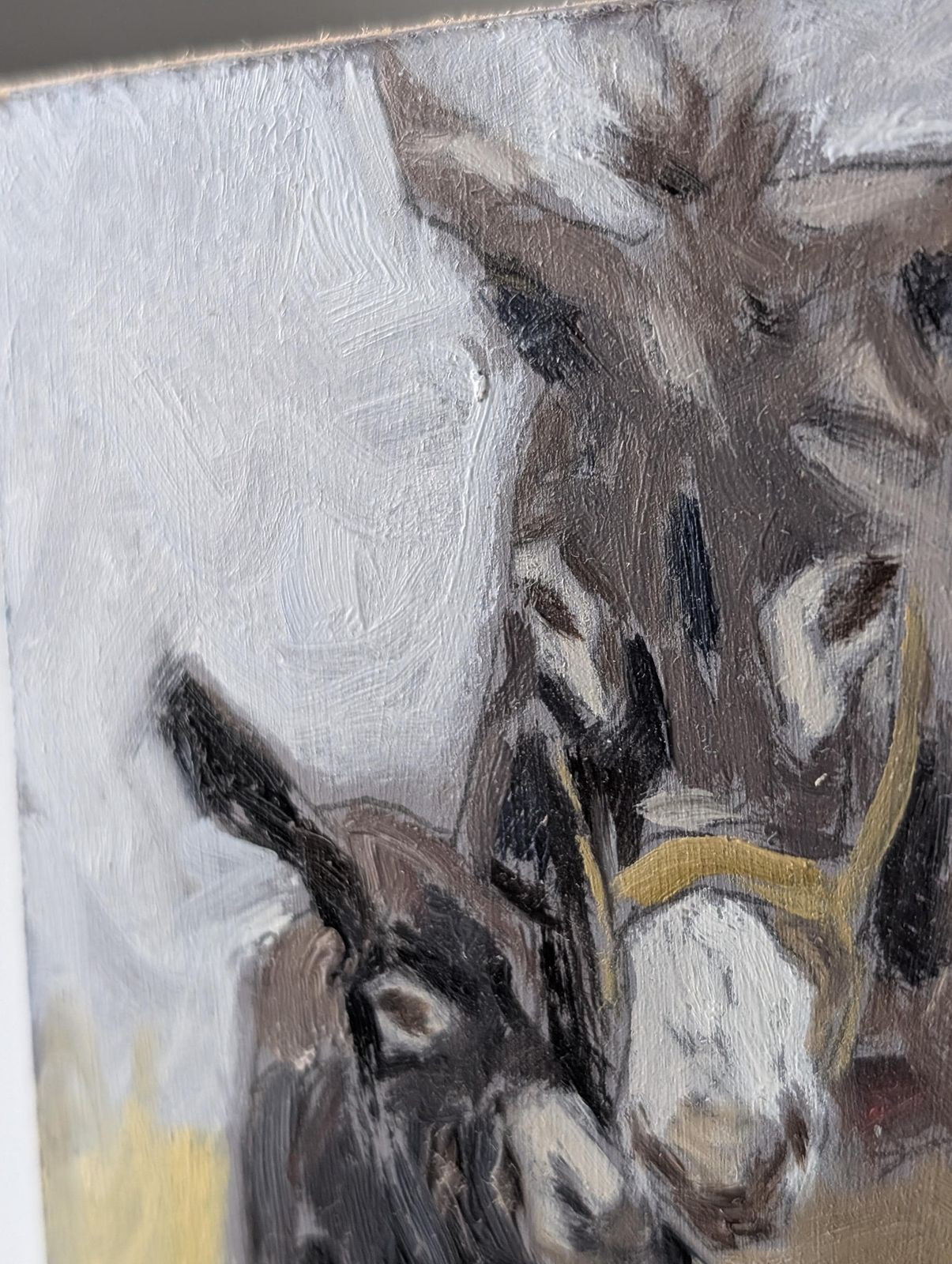 Maternité, portrait d'une ânesse, huile sur panneau, XXe siècle photo buy