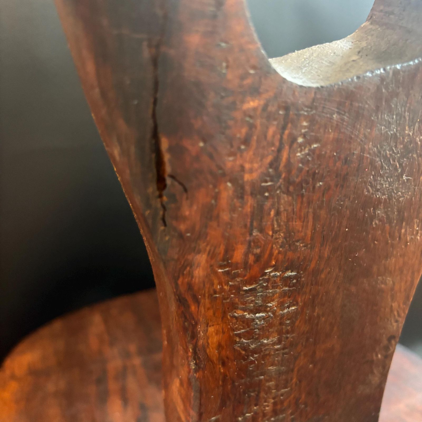 Mid Century Wanderwood Brutalist Tripod Chair Spinning Chair Hand Carved Elm Stool photo Furniture