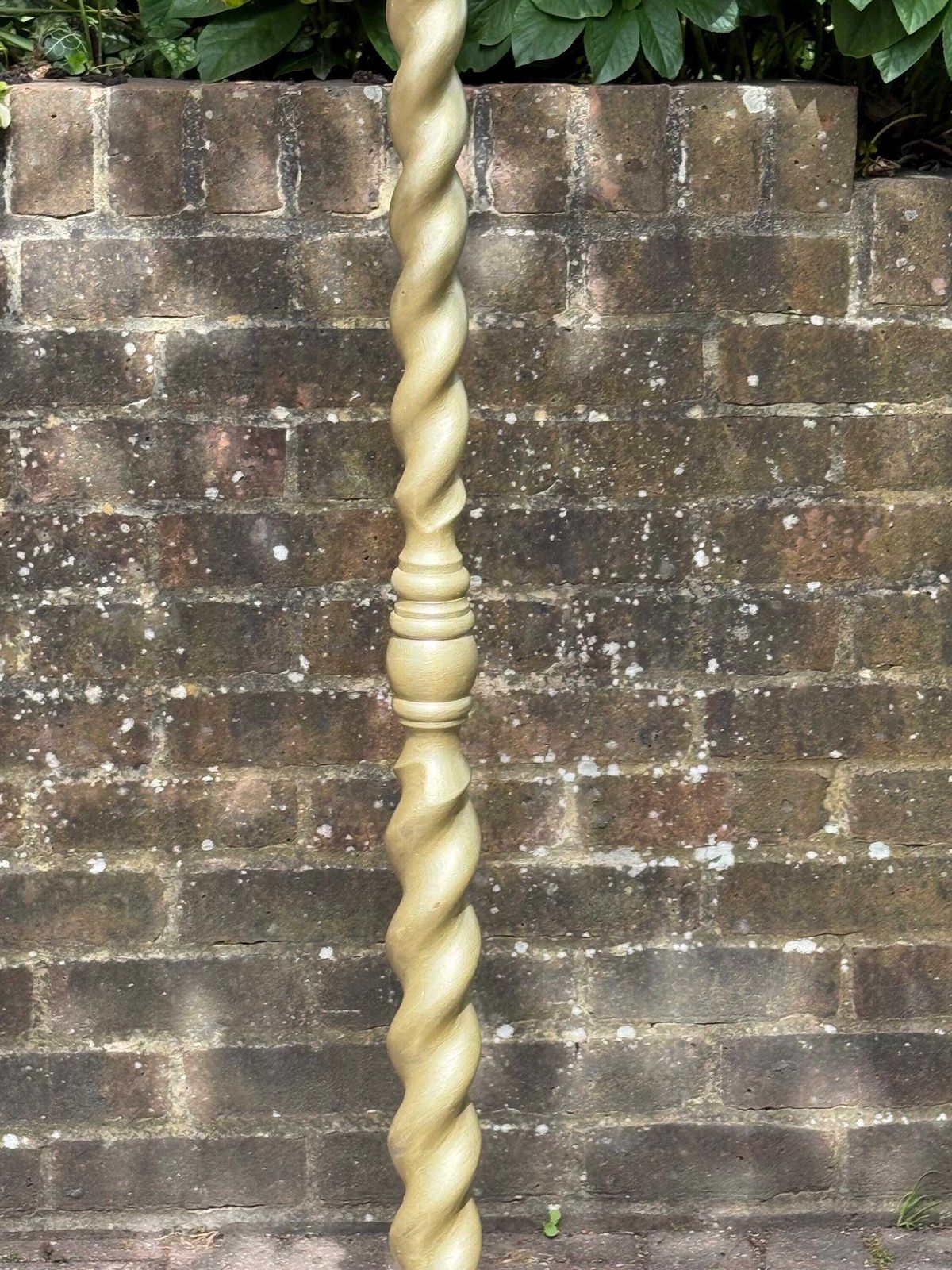 Antique Barley Twist Standard Lamp Gold Painted Wooden Floor Lamp Early Mid 1900s   Needs Wiring photo Lighting