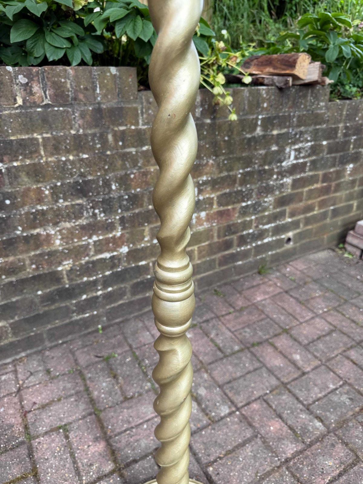 Antique Barley Twist Standard Lamp Gold Painted Wooden Floor Lamp Early Mid 1900s   Needs Wiring photo buy