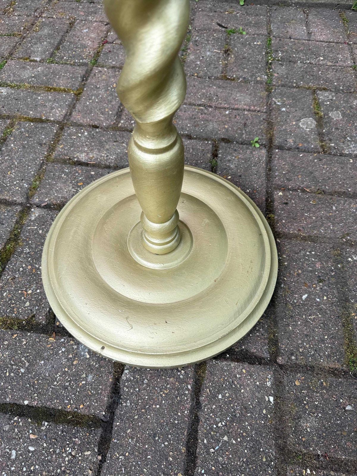 Lighting Antique Barley Twist Standard Lamp Gold Painted Wooden Floor Lamp Early Mid 1900s   Needs Wiring photo
