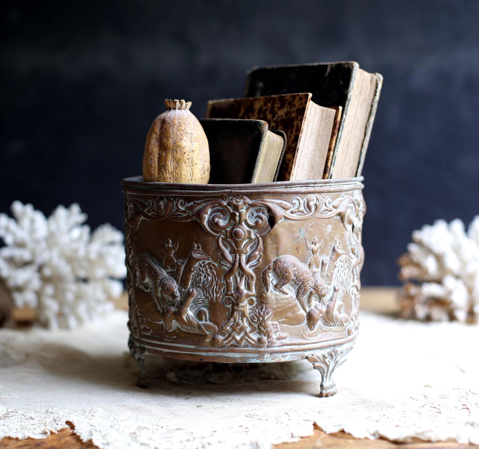 Antique French Jardiniere Bronze Table Centerpiece Cache Pot Napoleon III 1800s photo for sale