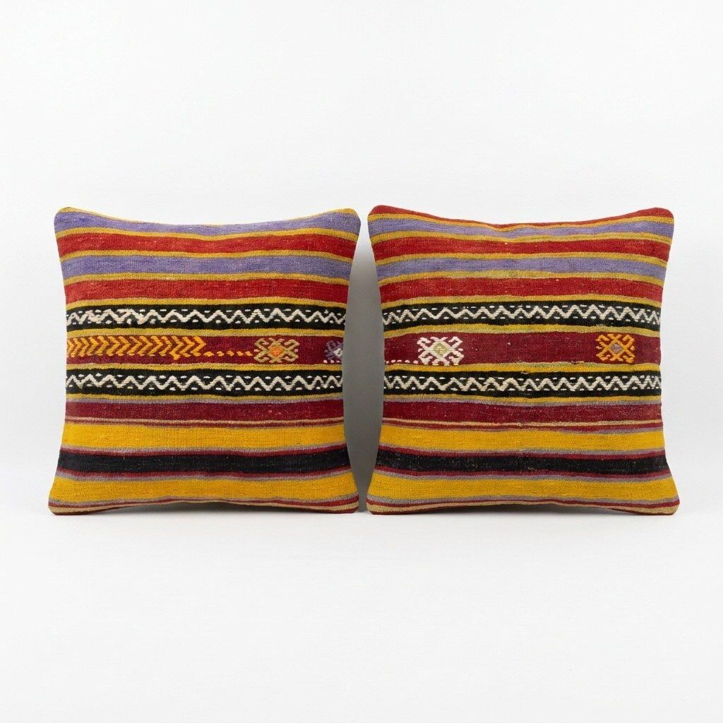 Handgeweven kilim kussenhoes 50 x 50 cm, set van twee