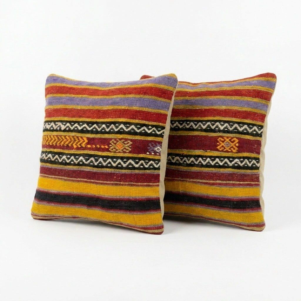 Handgeweven kilim kussenhoes 50 x 50 cm, set van twee photo furniture