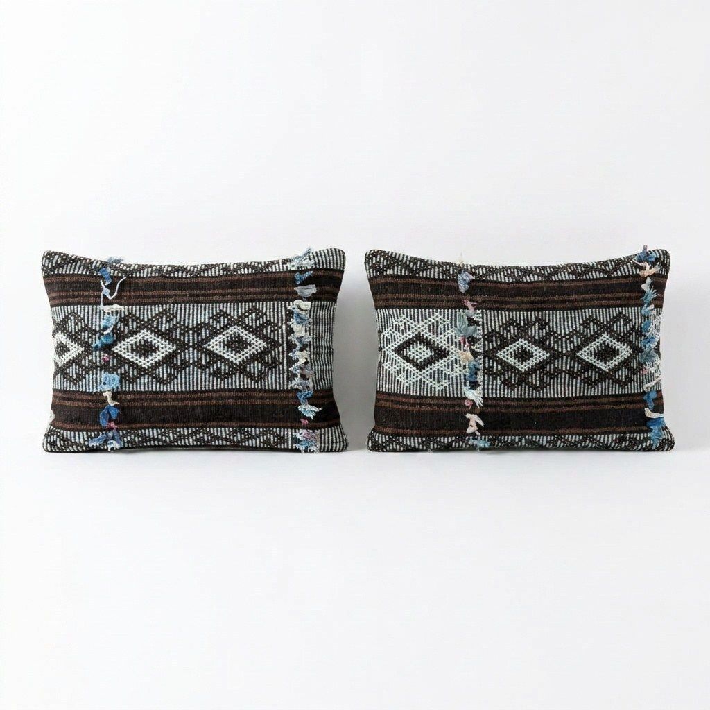 Anatolische Kilim Lendenkussenhoes 35 x 50 cm & 33 x 51 cm, set van twee