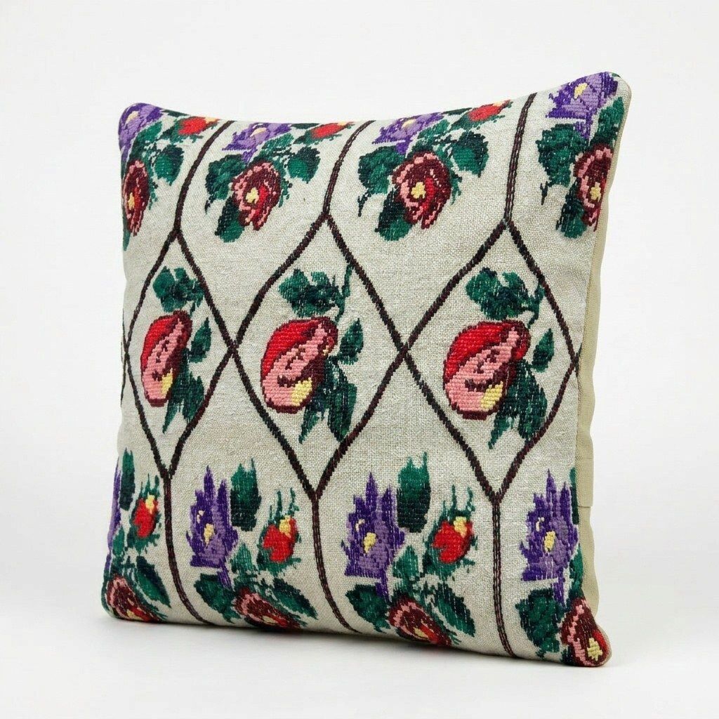 Bohemian Turkish Kilim Pillow Cover 47 X 47 Cm photo for sale
