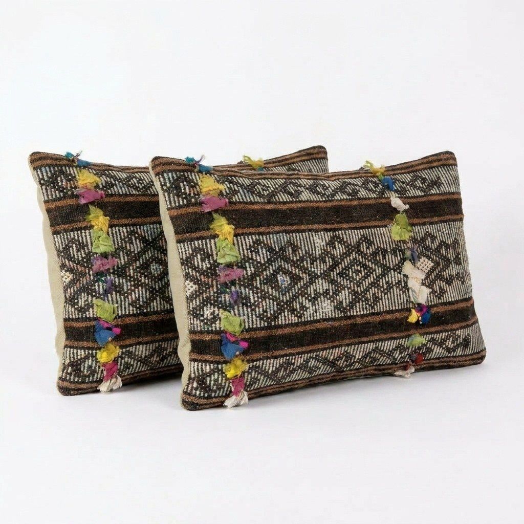 Boheemse Kilim Lendenkussenhoes 40 x 60 cm, set van twee photo for sale