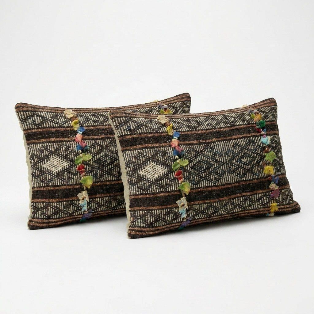 Modern Kilim Lumbar Pillow Cover 35 X 60 Cm & 40 X 60 Cm   Set Of Two photo for sale