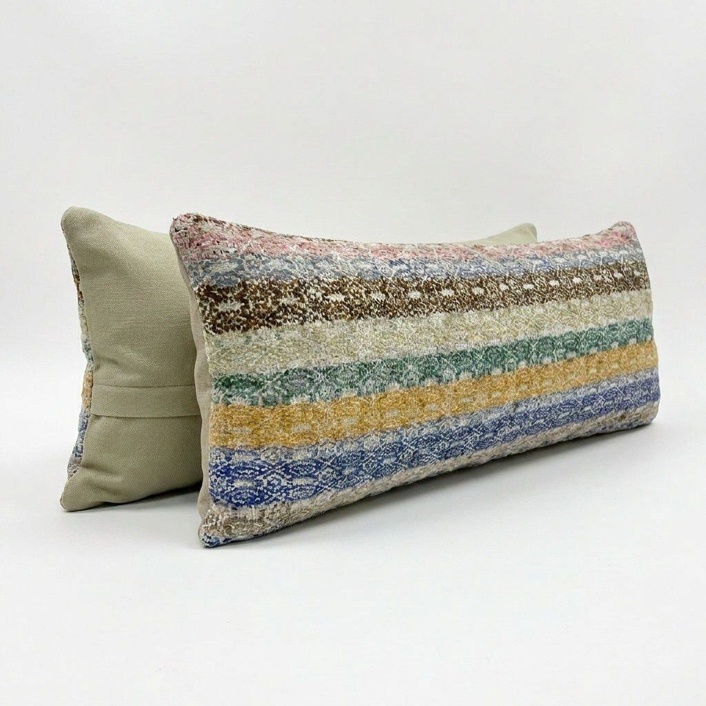 Housse de coussin lombaire kilim turc bohémien, 44 x 126 cm photo furniture