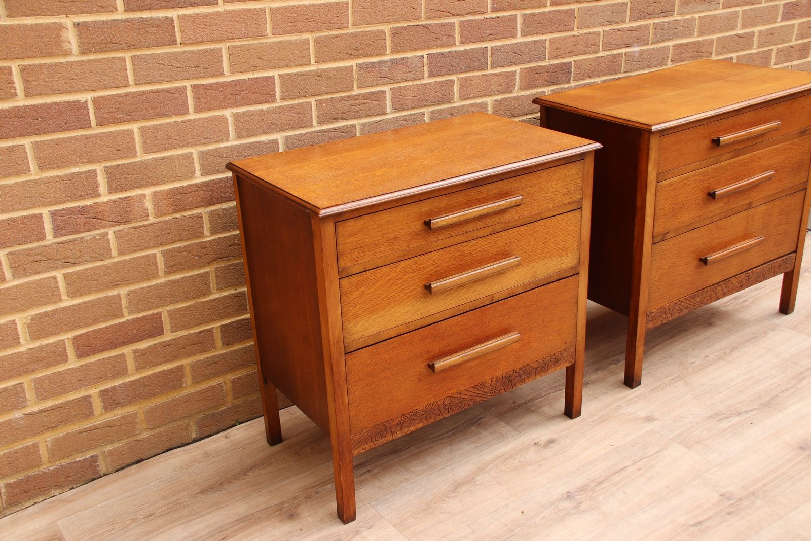 Pair Of Vintage Oak Xl Bedside Chests photo for sale
