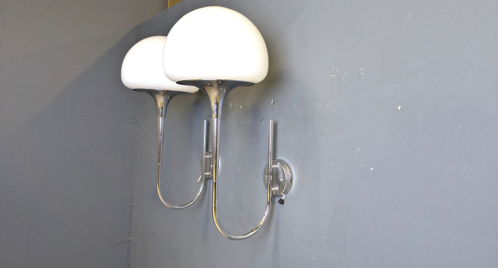 photo for sale Mid Century Italian Wall Lamps By Goffredo Reggiani For Reggiani  Set Of 2