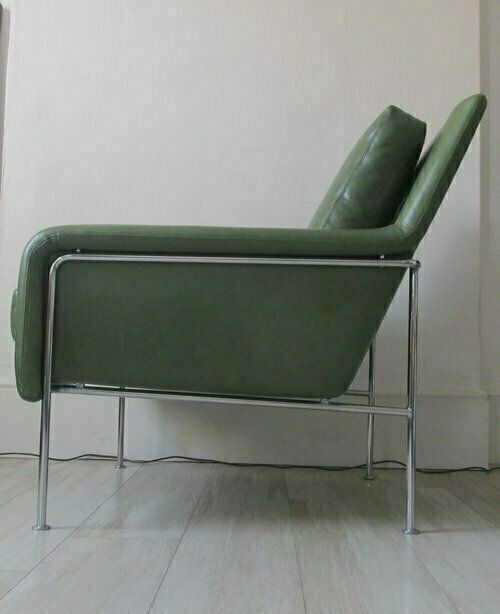 Vintage Leather Chrome Lounge Chair Fritz Hansen Era photo vintage