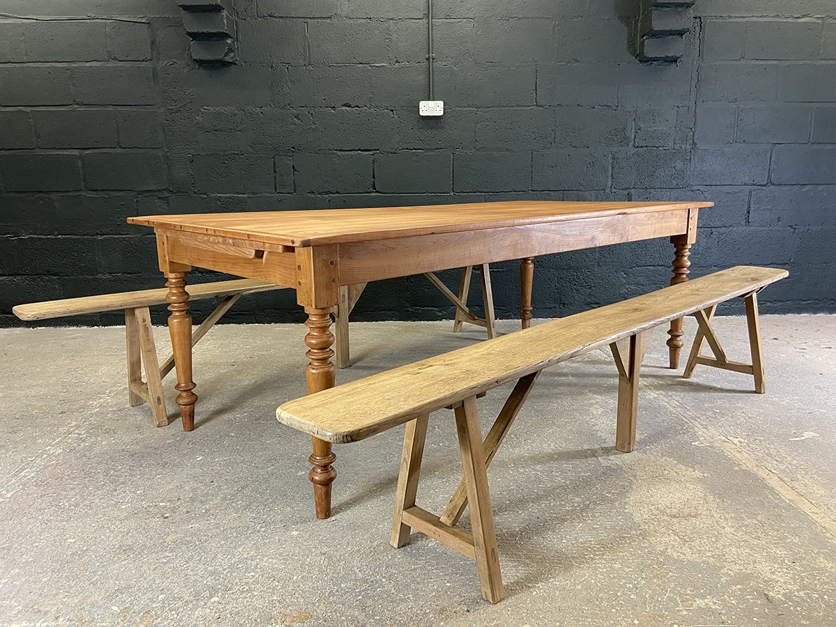 Pair Of French Oak Farmhouse Benches. 2.5 Meters Long photo furniture