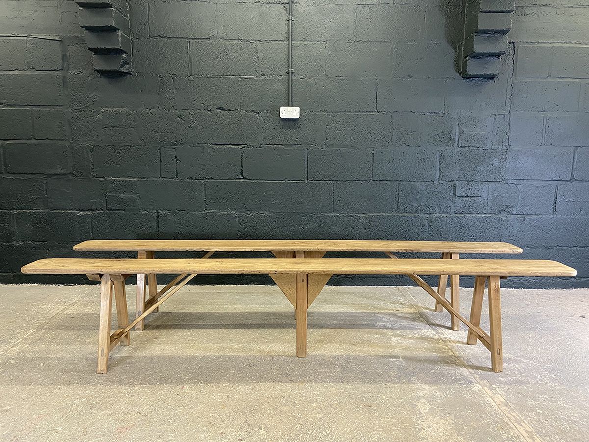 Pair Of French Oak Farmhouse Benches. 2.5 Meters Long photo for sale
