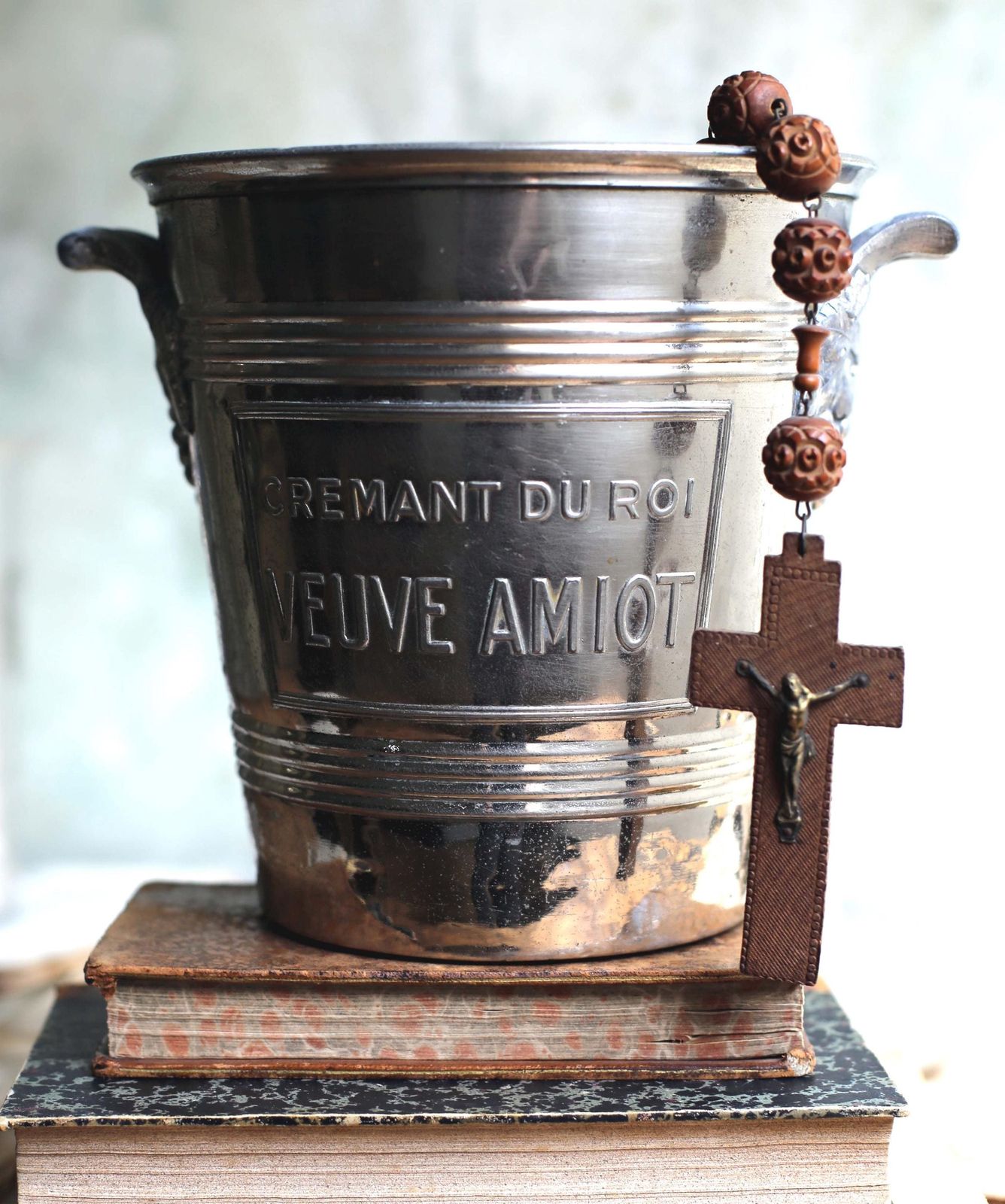 Antique Silver Plate Champagne Bucket Veuve Amiot Ice Wine Cooler Cremant Du Roi photo for sale