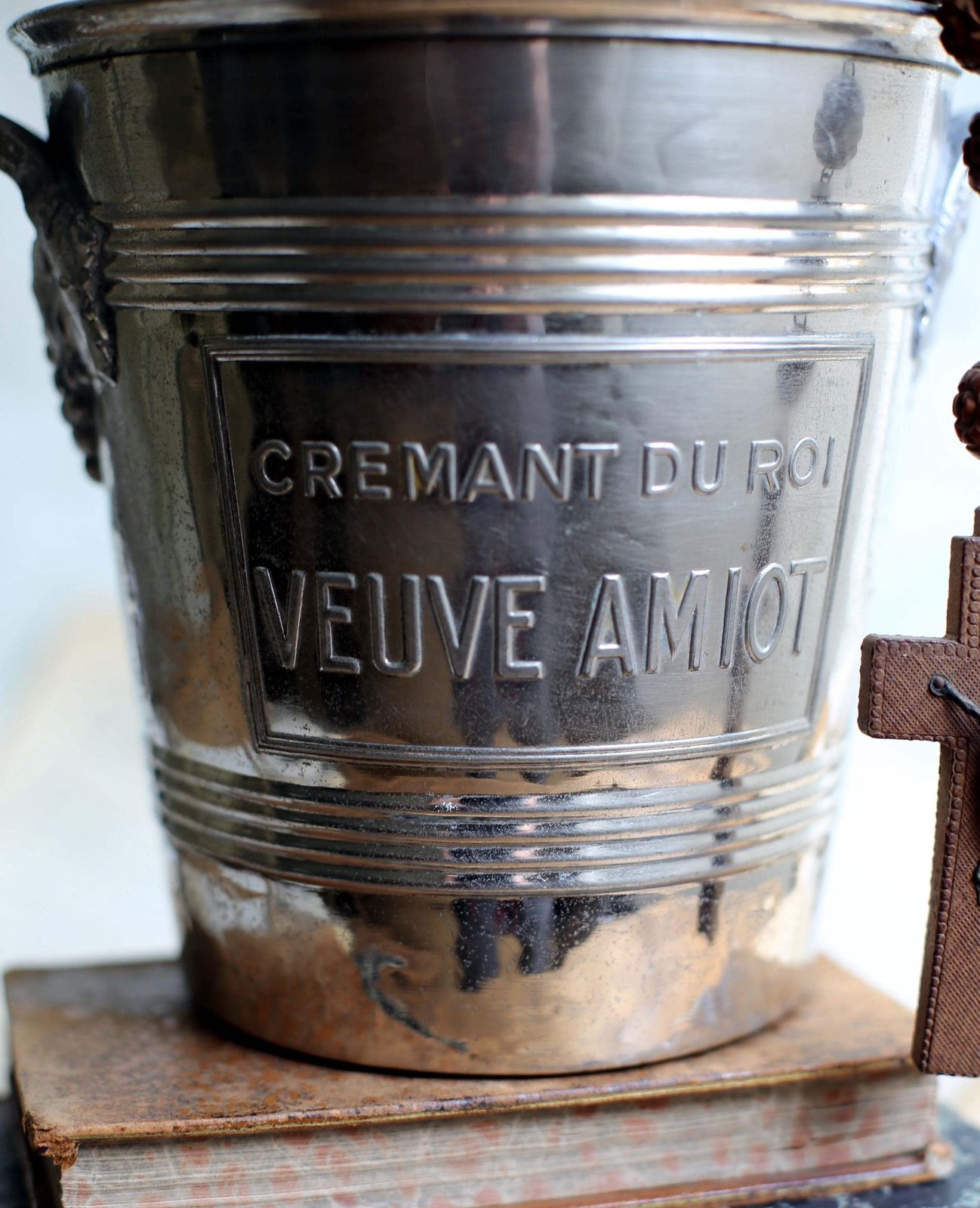 Antique Silver Plate Champagne Bucket Veuve Amiot Ice Wine Cooler Cremant Du Roi photo Home Decor