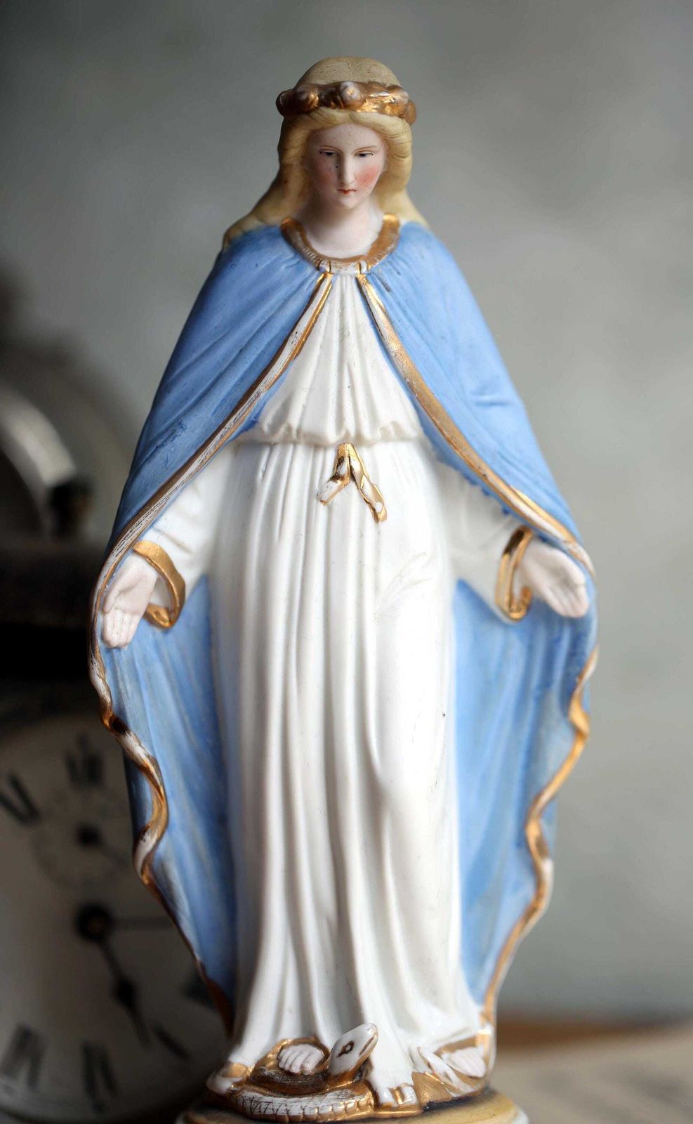 Antique Mary Statue Porcelain Madonna Virgin Our Lady Of Lourdes Religious Figurine photo buy